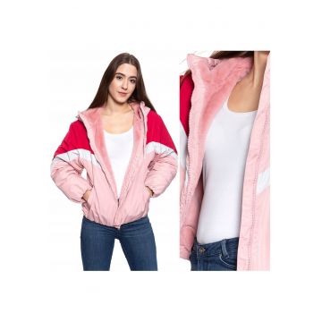 Jacheta De Tranzitie -  Jacheta Cu Blocuri De Culoare - Material: 100% Poliester - Croi: Regular Fit - Inchidere: Fermoar - Numar De Buzunare: 2 - M - Roz - 1 Bucata