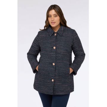 Palton cu buzunare laterale - Rosu/Gri inchis