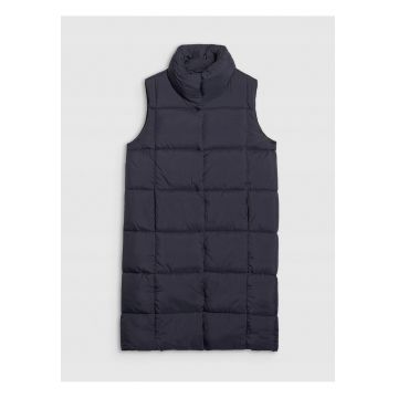 Vesta lunga  din puf sintetic pentru femei - neagra - matlasata - impermeabila