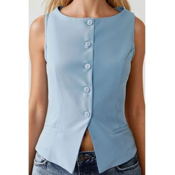 Vesta pentru dama  textil - albastru -