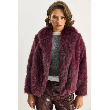 Blana dama -  LUCCI Faux-Fur Coat - mov purpuriu - fleece -