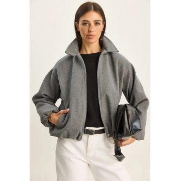 Geaca dama - HiCCUP - Jacheta scurta - gri - textil