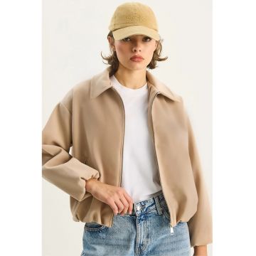 Geaca dama - HiCCUP - LUCCI Jacheta scurta - bej natural - textil