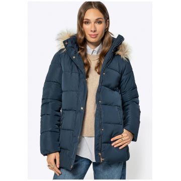 Geaca dama  matlasata - bleumarin - poliester