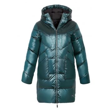 Geaca dama  verde - matlasata - nylon - umplutura puf de rata