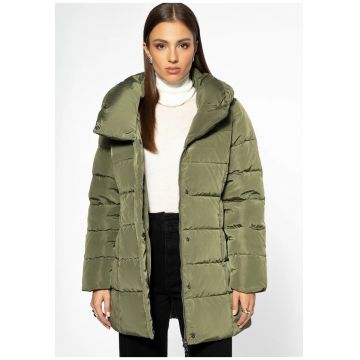 Geaca de dama  cu puf - verde - poliester