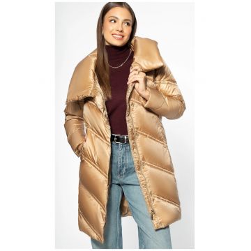 Geaca de dama  guler inalt - auriu - nylon