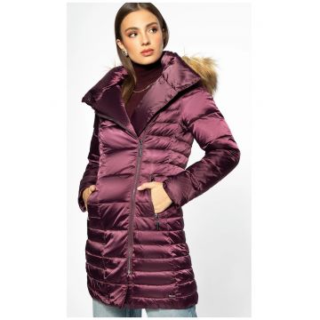 Geaca de dama  matlasata - cu umplutura de puf - mov - nylon
