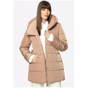 Geaca de dama -  matlasata - guler inalt - auriu - poliester