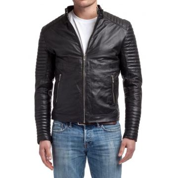 Geaca de piele barbati  Emerino - piele naturala - negru -