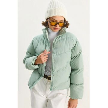Geaca Puffer  femei - verde menta - textil