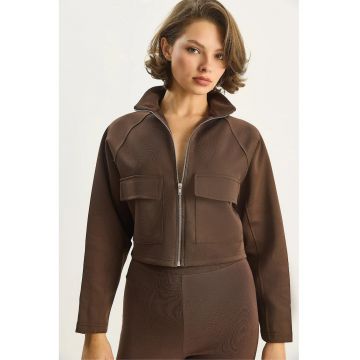 Geaca scurta Bianco Lucci - maro - textil