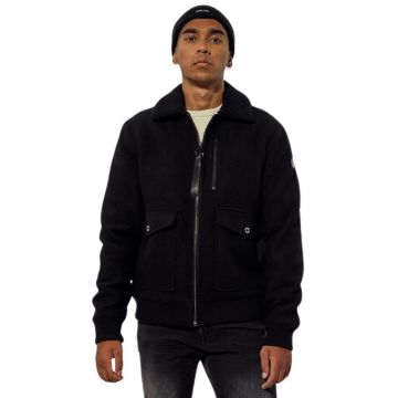 Jacheta barbati  neagra - poliester - cu fermoar - cu buzunare - sezon toamna-primavara -