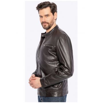 Jacheta barbati -  piele naturala - maro inchis - din piele