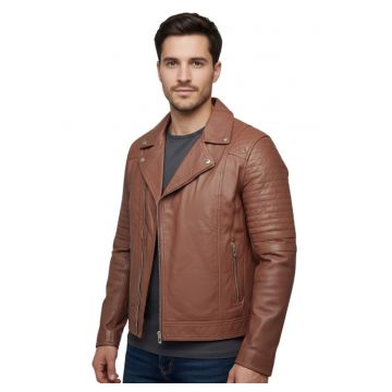 Jacheta biker din piele naturala Varus -