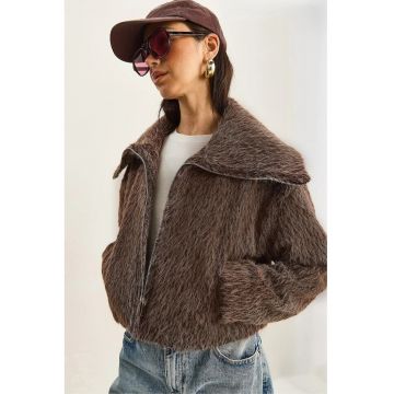 Jacheta bomber dama  textil - maro