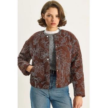 Jacheta bomber scurta matlasata - HiCCUP - model - maro - textil