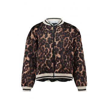 Jacheta cu fermoar si animal print