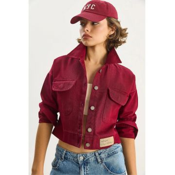 Jacheta dama -  gabardina - rosu - cu nasturi