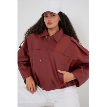 Jacheta dama - HiCCUP - Supradimensionata - Caramiziu - Textil