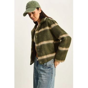 Jacheta dama -  jacheta texturata - verde kaki - textil