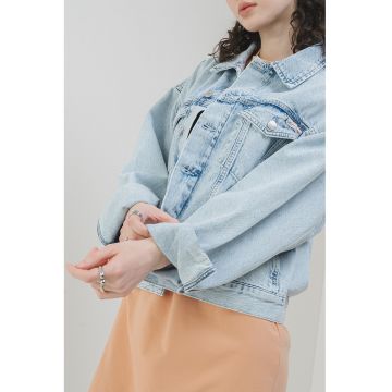 Jacheta din denim cu maneci cazute