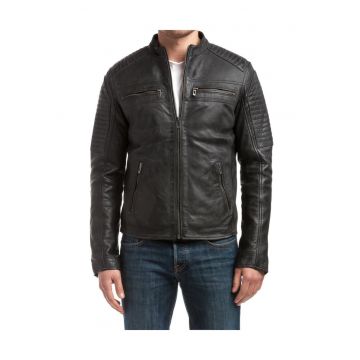 Jacheta din piele Neil cu fermoar -
