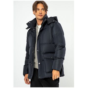 Jacheta matlasata  cu gluga - bleumarin - nailon