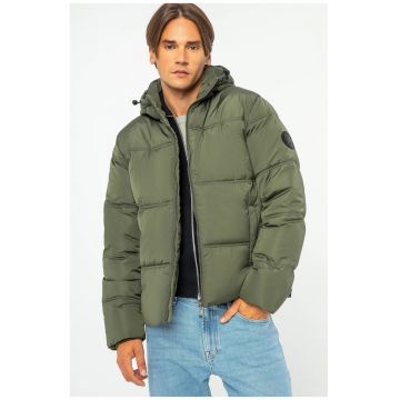 Jacheta matlasata  gluga - confortabila - verde inchis - poliester