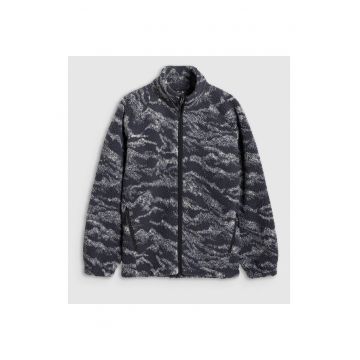 Jacheta sport femei  Polar Sherpa - denim - marime XS - oversize - cu guler pe gat