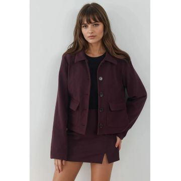 Jacheta texturata  cu nasturi si buzunare - mov