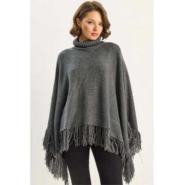 Paltoane -  Femei - LUCCI Turtleneck Poncho - Gri carbune -