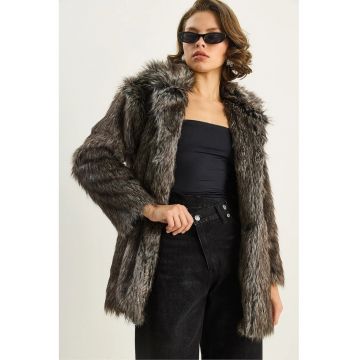 Palton dama  haina din blana artificiala - multicolor - textil