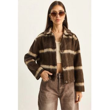 Palton dama HiCCUP - jacheta texturata cu model - multicolor - textil