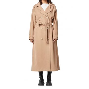 Palton dama  lung - lana - bej - clasic -