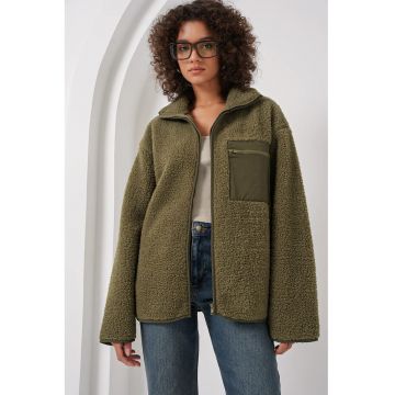 Palton dama -  supradimensionat - verde khaki - textil