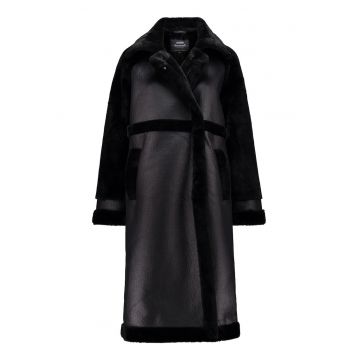 Palton de blana shearling sintetica - Negru