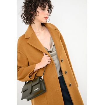 Palton din amestec de lana cu buzunare supradimensionate aplicate Tarocco - Galben mustar