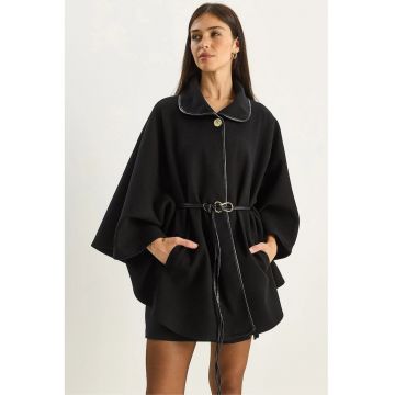 Palton supradimensionat dama  lana - negru -