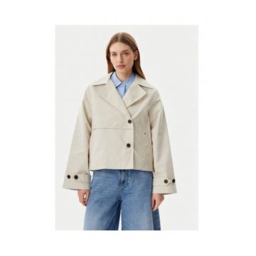 Trenci dama -  bej - 70% bumbac organic - 30% poliamida -