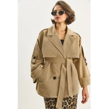 Trenci midi -  Bej natural - Textil -