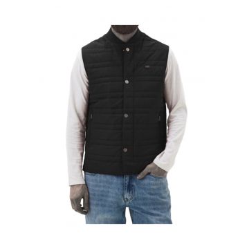 Vesta barbateasca  matlasat - poliester - negru -