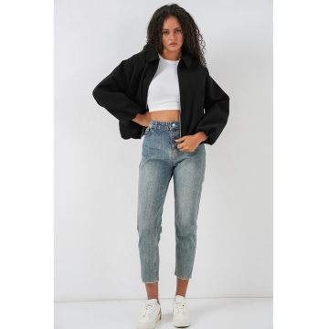 Geaca bomber HiCCUP - textil - cu fermoar si buzunare - negru