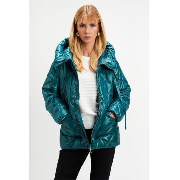 Geaca cu vatelina si buzunare aplicate supradimensionate