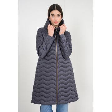 Geaca lunga cu vatelina si gluga