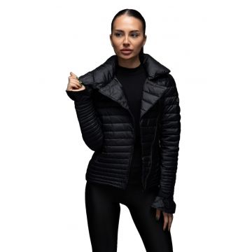 Geaca matlasata de primavara cu umplutura de puf gasca eleganta cambrata scurta - ADELAIDE - culoare Negru