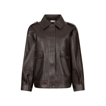 Jacheta din piele ecologica - Maro inchis