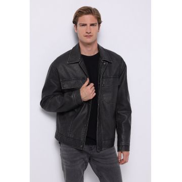 Jacheta de piele ecologica cu fermoar