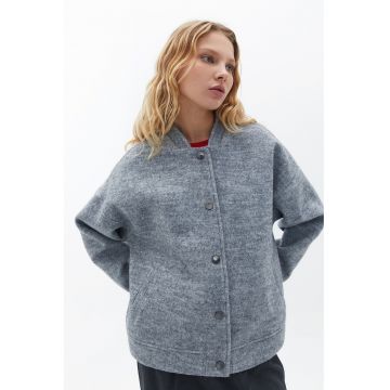 Jacheta din amestec de lana cu maneci cazute