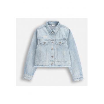 Jacheta din denim cu buzunare la piept -